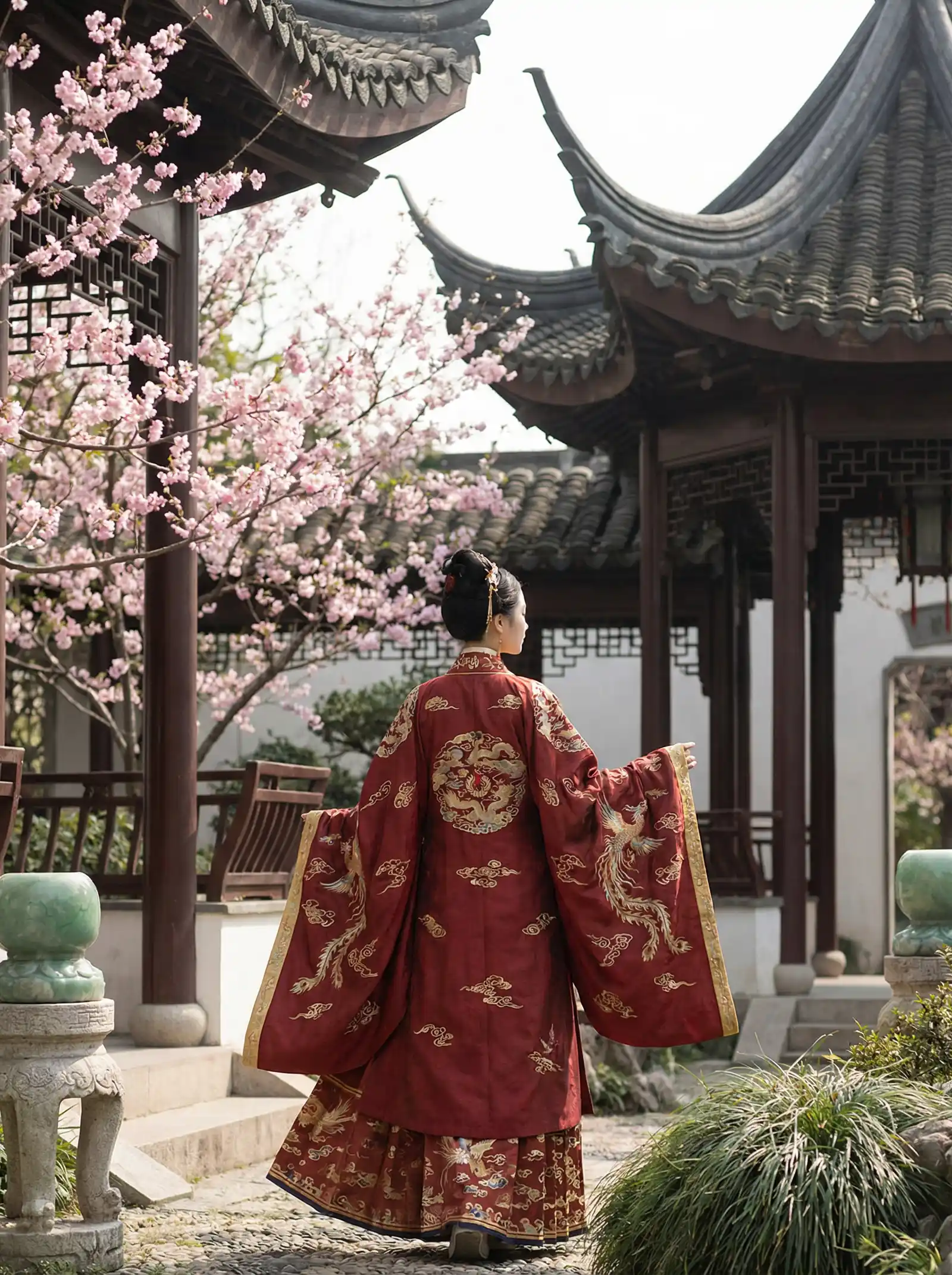 菠萝菠萝蜜免费手机影院 明制汉服红色凤凰刺绣